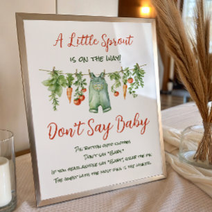 Little Sprout Clothesline Don't Say Baby Shower Poster