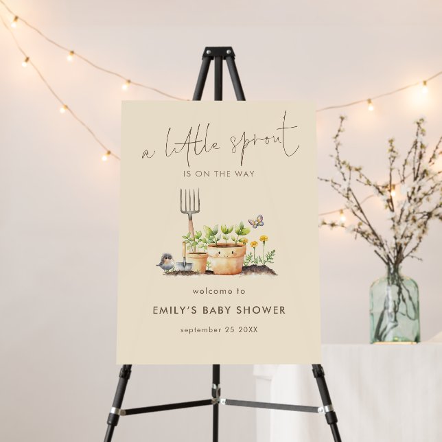 Little Sprout Garden Beige Welcome to Baby Shower  Foam Board (In Situ (Stand))