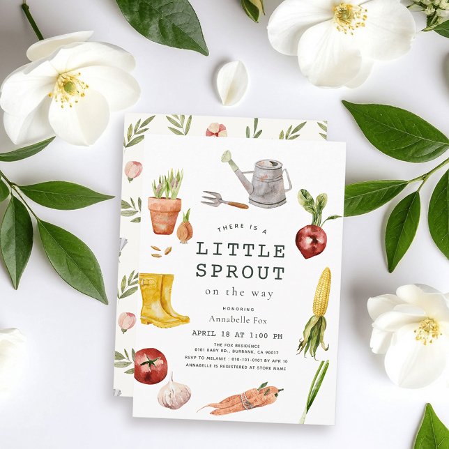 Little Sprout Garden Theme Baby Shower Invitation (Creator Uploaded)