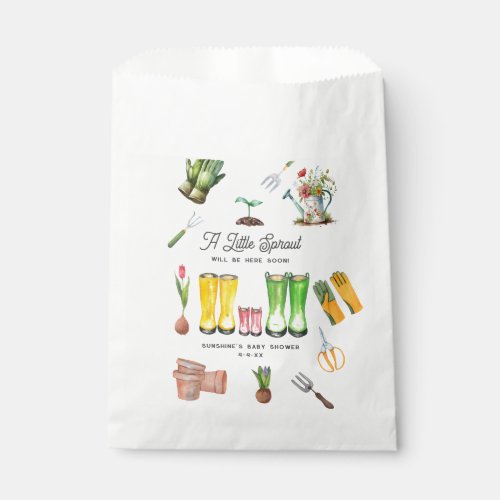 Little Sprout Gardening Baby Shower Pink Boots Favor Bag