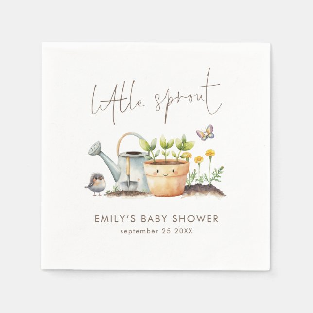Little Sprout Gender Neutral Garden Baby Shower  Napkins (Front)