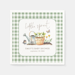Little Sprout Gingham Sage Garden Baby Shower Napkins