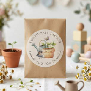 Little Sprout Girl Boy Garden Baby Shower Thanks Classic Round Sticker