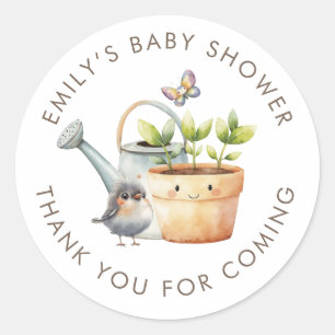 Little Sprout Girl Boy Garden Baby Shower Thanks Classic Round Sticker