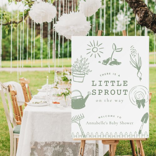 Little Sprout Hand-drawn Baby Shower Welcome Foam Board