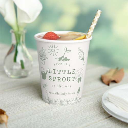 Little Sprout Hand-drawn Garden Baby Shower Paper Cups