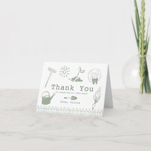 Little Sprout Hand-drawn Garden Baby Shower Thank You Card