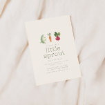 Little Sprout is on The Way Baby Shower Invite<br><div class="desc">Celebrate the upcoming arrival of a little one with a charming baby shower invitation featuring the adorable theme "A Little Sprout is on the Way." This delightful invitation is adorned with three cute watercolor veggies at the top, adding a whimsical and fresh touch. The playful design captures the joy and...</div>