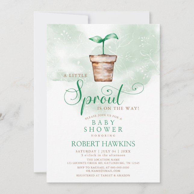 Little Sprout is on the Way Garden Baby Shower Invitation (Front)