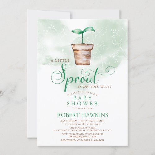 Little Sprout is on the Way Garden Baby Shower Invitation