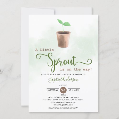 Little Sprout is on the Way Gardening Baby Shower Invitation