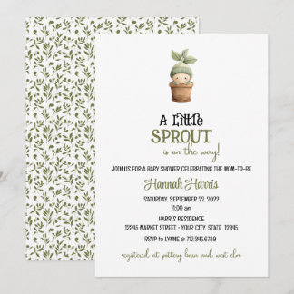 Little Sprout on the Way Baby Shower Invitation