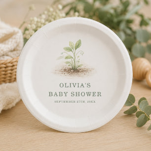 Little Sprout on the Way Baby Shower Party Paper Plates