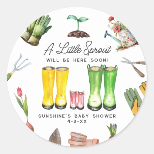 Little Sprout Pink Rain Boots Garden Baby Shower Classic Round Sticker