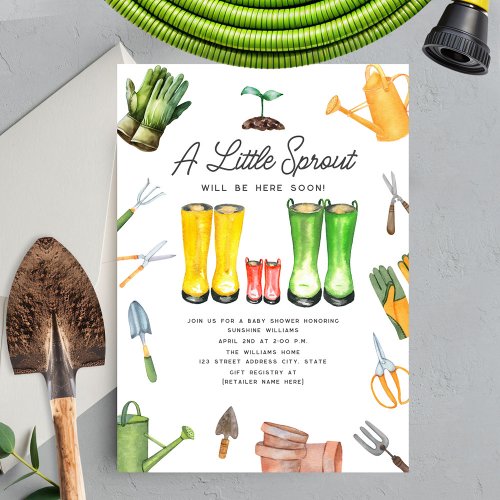 Little Sprout Red Rain Boots Gardening Invitation