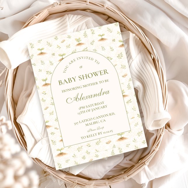 Little Sprout Vintage Garden Baby Shower Invitation (Creator Uploaded)