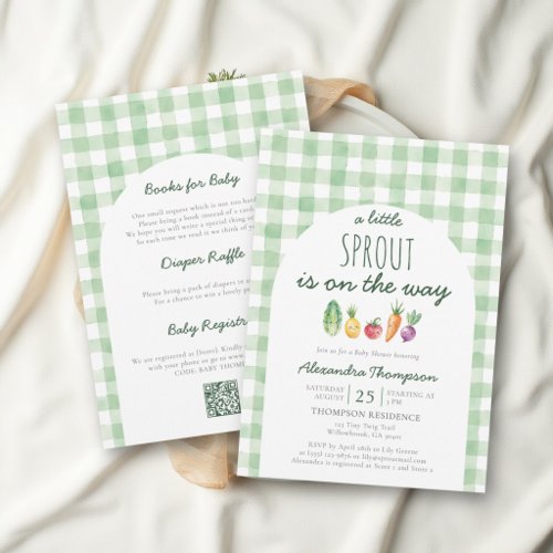 Little Sprout Watercolor All in One Baby Shower Invitation
