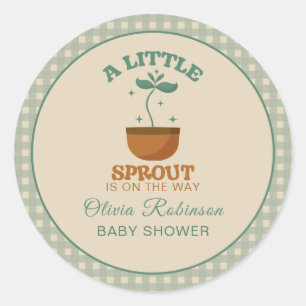 Little Sprouts Garden Party Baby Shower Classic Round Sticker