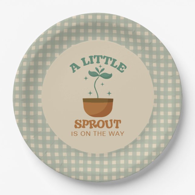  Little Sprouts Garden Party Baby Shower Paper Plates (Front)