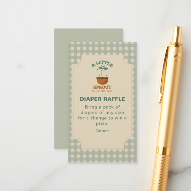  Little Sprouts Garden Party Diaper Raffle  Enclosure Card (Front/Back In Situ)