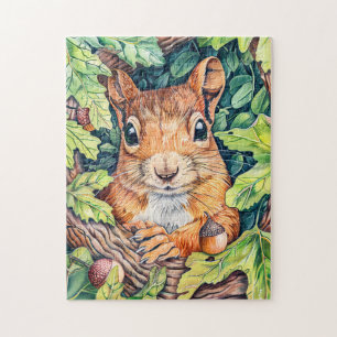 Little Squirrel in Oak Tree Jigsaw Puzzle
