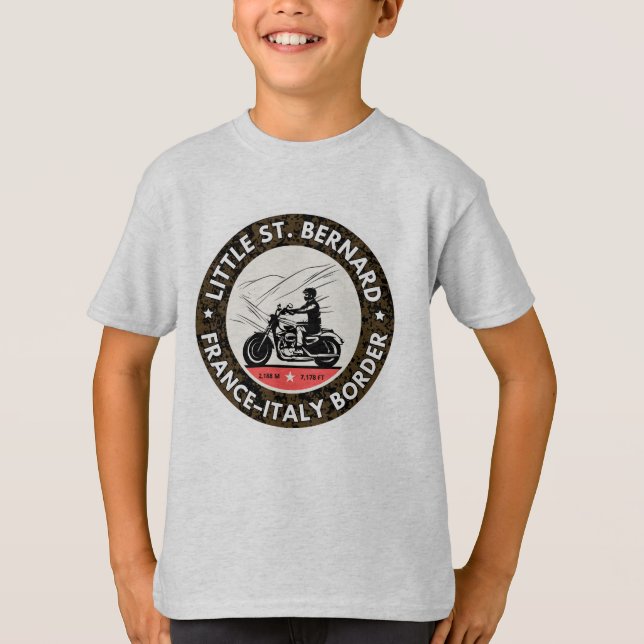 Little St Bernard Pass french italy Alpine motobik T-Shirt (Front)
