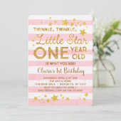 Little Star 1st Birthday Invitation Pink Gold (Standing Front)