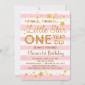 Little Star 1st Birthday Invitation Pink Gold (Front)