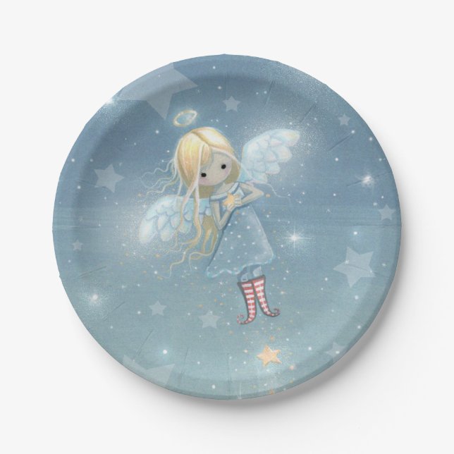 Little Star Angel Holiday Art Paper Plates (Front)