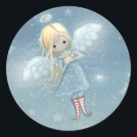 Little Star Angel Stickers<br><div class="desc">"Little Star Angel" © Molly Harrison 2011 Please visit my website,  www.mollyharrisonart.com for information about me and my art.  My originals are sold on Etsy and eBay and my fan page is on Facebook in case you are interested in new art,  specials,  ect.  Thanks for looking!</div>