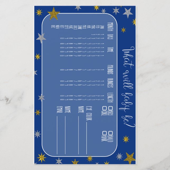 Little Star Baby Predictor Baby Shower Game (Front)