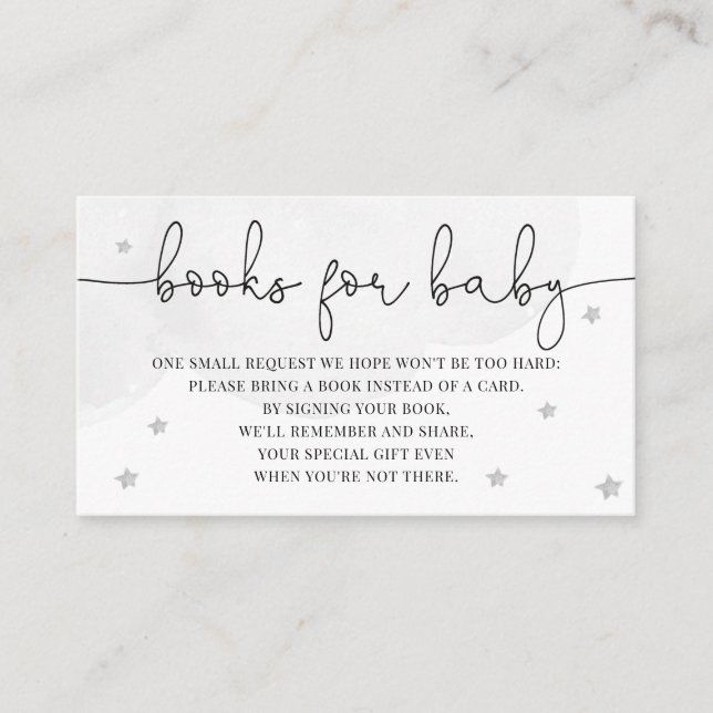 Little Star Baby Shower Books For Baby Grey Enclosure Card (Front)