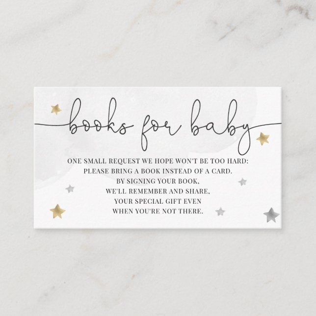 Little Star Baby Shower Books For Baby Grey Gold Enclosure Card (Front)