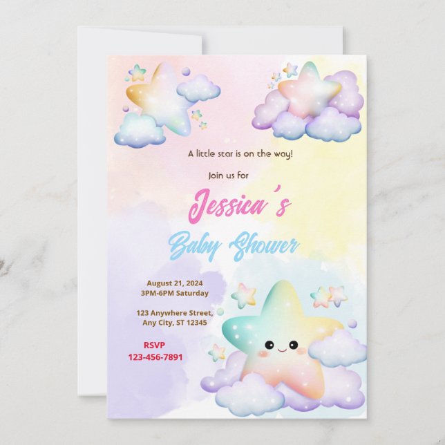 Little Star Baby Shower Invitation (Front)