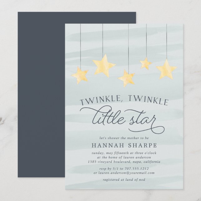 Little Star Baby Shower Invitation | Mint (Front/Back)