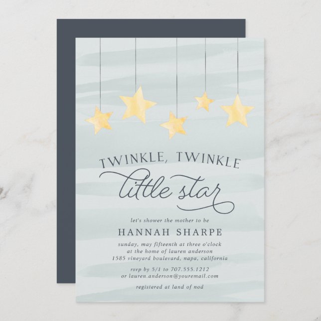 Little Star Baby Shower Invitation | Mint (Front/Back)