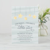 Little Star Baby Shower Invitation | Mint (Standing Front)