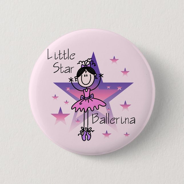 Little Star Ballerina-Black Hair Pinback Button (Front)