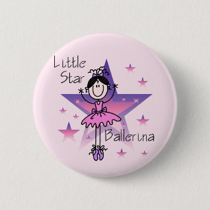 Little Star Ballerina-Black Hair Pinback Button