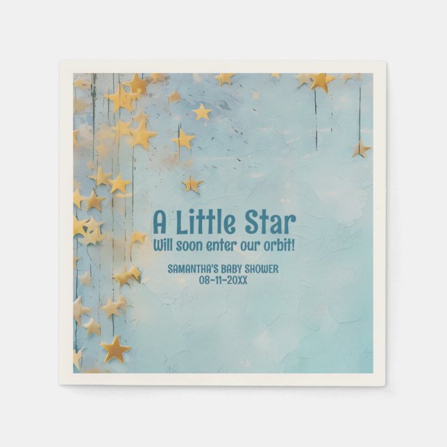 Little Star blue baby shower Napkins (Front)