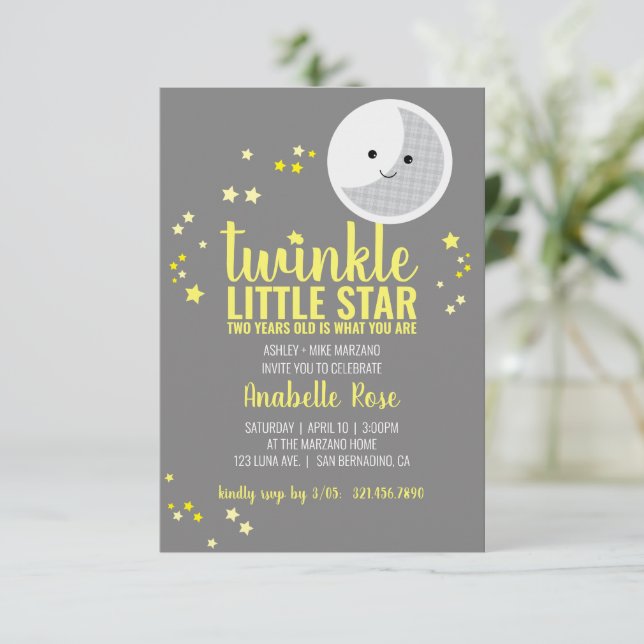 little star BOY or GIRL 2nd BIRTHDAY PARTY Invitation (Standing Front)