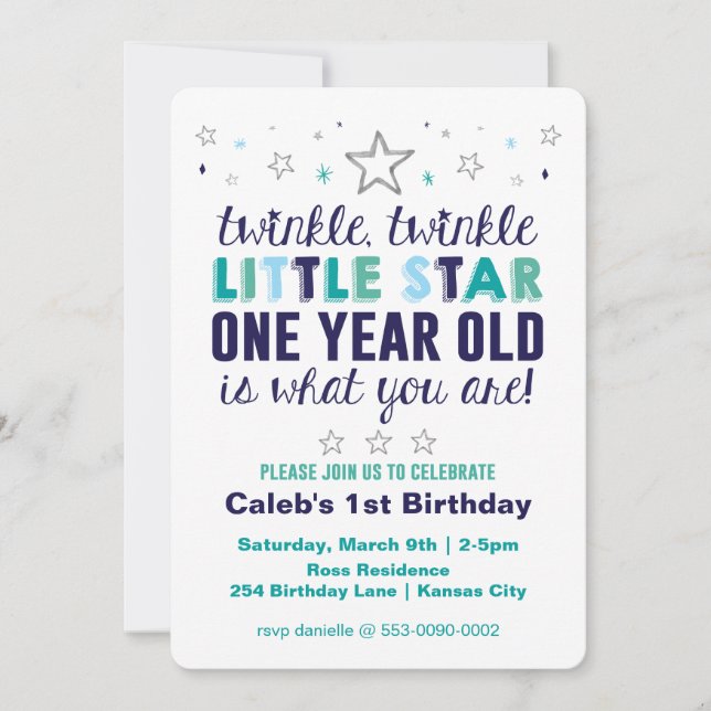 Little Star Boy's First Birthday Invitation (Front)