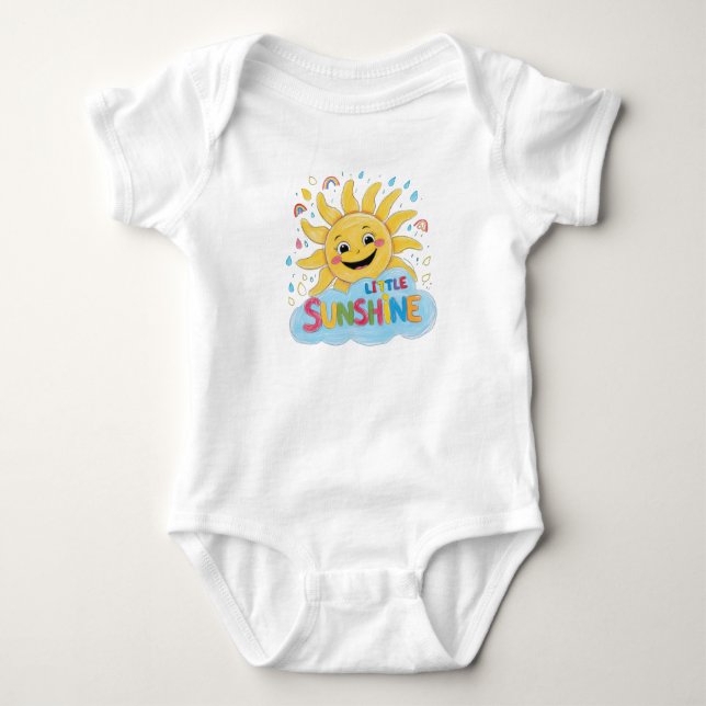 Little Star Crayon Style Pillow and Crown Baby Bodysuit (Front)