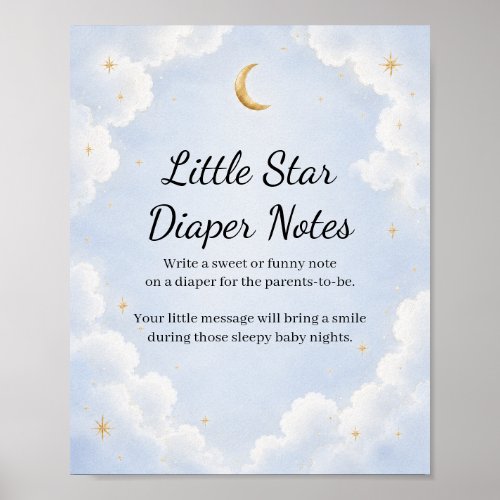 Little Star Diaper Notes Baby Shower Game Sign