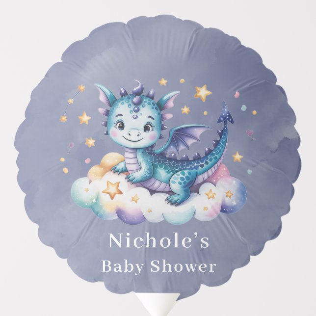 Little Star Dragon Boy Baby Shower Balloon (Front)