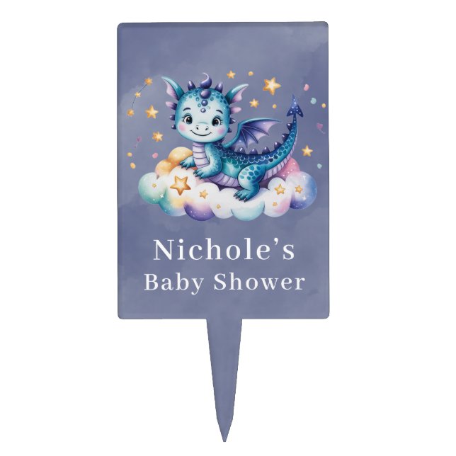 Little Star Dragon Boy Baby Shower Cake Topper (Front)