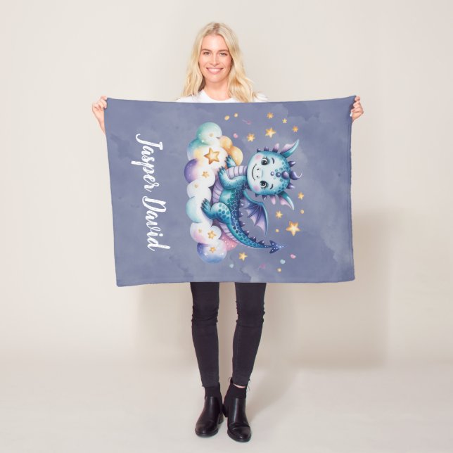 Little Star Dragon Boy Baby Shower Gift Fleece Blanket (In Situ)