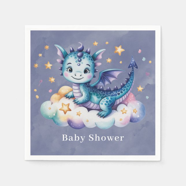 Little Star Dragon Boy Baby Shower Napkins (Front)