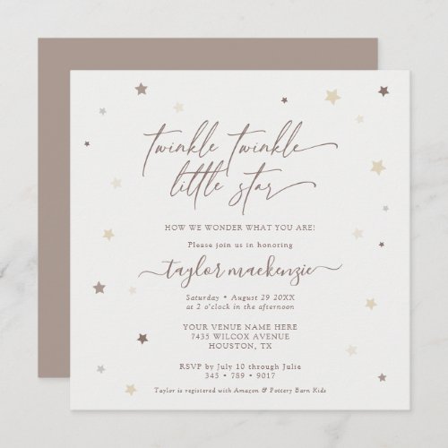 Little Star Gender Neutral Baby Shower Square Invi Invitation