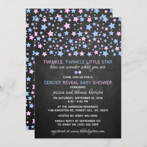 Little Star Gender Reveal Party Baby Shower Invitation